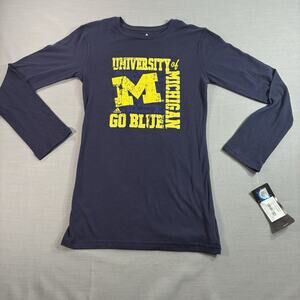 Adidas University of Michigan Long Sleeve Shirt Youth L Navy Go Blue NWT
